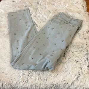 Unbranded light wash beaded embellished 5 pocket jeans Woman’s XL